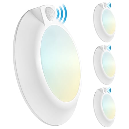 Luxrite 6 Inch Motion Sensor LED Flush Mount Light 3CCT 3000K-5000K 1000LM Adjustable Range and Timer, 4PK LR23880-4PK